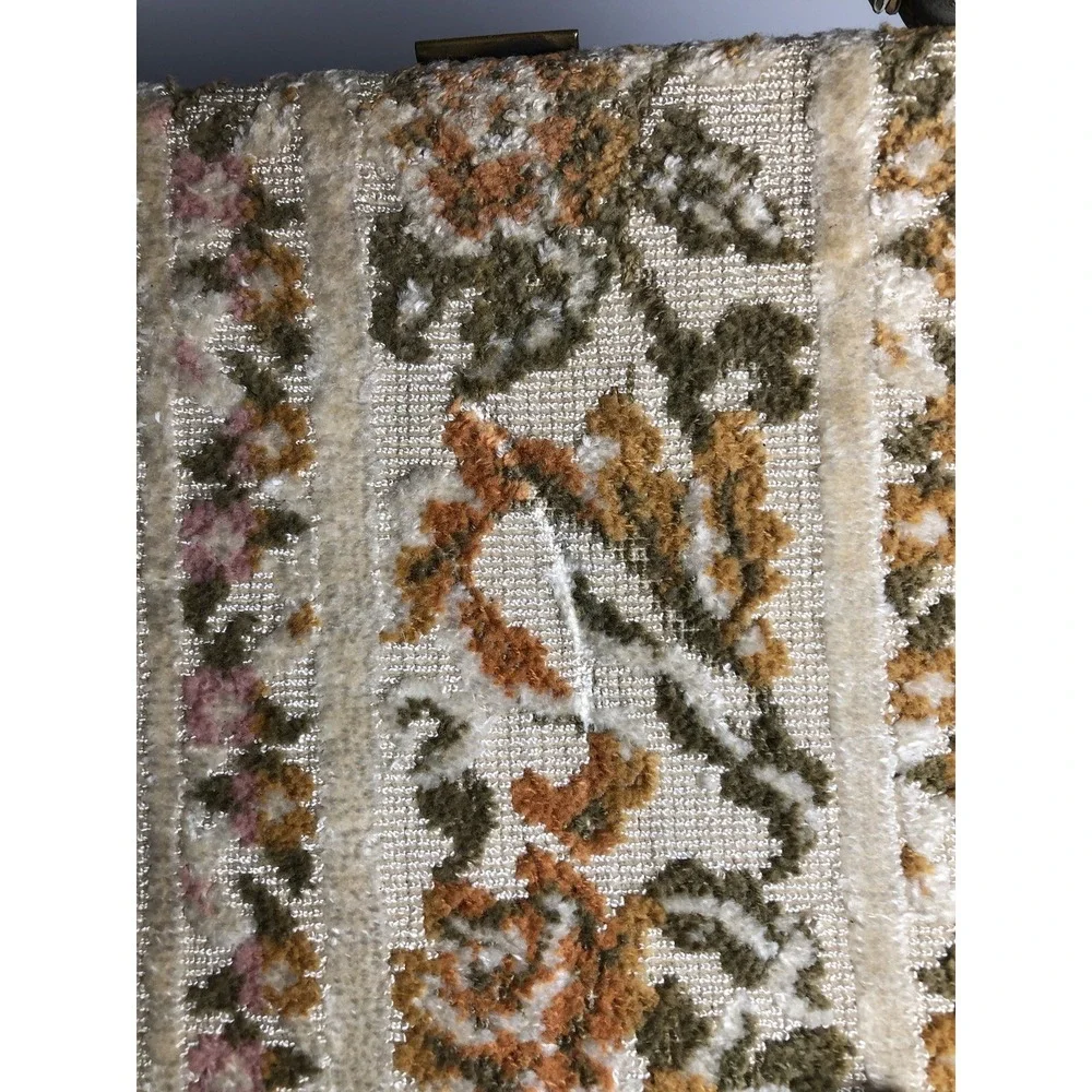 Vintage 1960s Floral Tapestry‎ Handbag Purse Fall Colors Mid Century Frame Bag